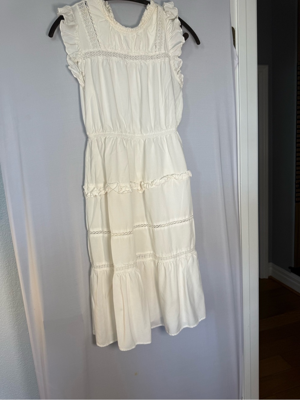 A Loves A White Ruffle Tiered Midi Dress